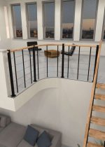 Balustradebalustrade met lagere koorden en een ronde houten leuning - Afbeelding 2