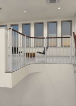 Balustradebalustrade met verticale staven en een ronde houten leuning - Afbeelding 3