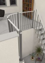 Balustradebalustrade met verticale staven en een ronde houten leuning - Afbeelding 4