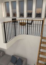 Balustradebalustrade met verticale staven en een ronde houten leuning - Afbeelding 2